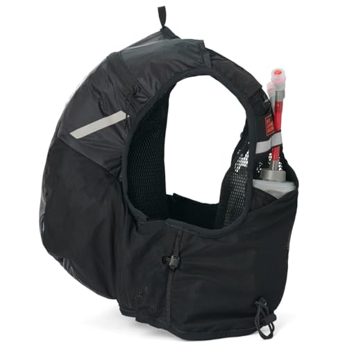 USWE Pace - Running Vest Hydration Pack with 2 x 500ml UltraFlask, Backpack for Men and Women - style: 14L, Black, X-Large