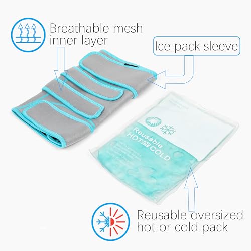 BraceUP Knee Ice Pack Wrap - Hot Cold Ice Pack for Knee, Reusable Gel Brace for Knee Pain Relief, Torn Meniscus Tear Brace, Sport Injury, and Replacement Surgery