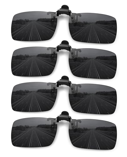 MEETSUN Polarized Clip On Sunglasses for Men Women, Fit Over Glasses - color: 4pack-black*4