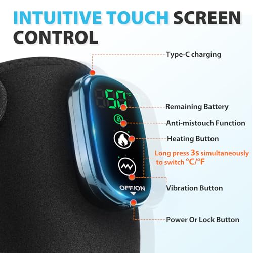 Cordless Heated Knee Massager for Pain Relief, FSA Eligible HSA 2026 Upgrade 4-Motor Full-Coverage Vibration & Heat, XL Heating Knee Brace for Targeted Pain Relief in Knee, Shoulder & Elbow, 5 Heat Levels & 5 Massage Modes