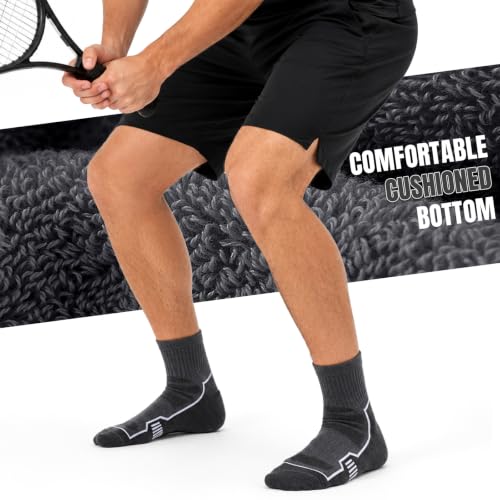 Men's Cushioned Ankle Socks, Athletic Running Gym Socks 6 Pairs - color: 6 Pairs Grey, size: 8-10
