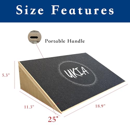 UKIA Slant Board for Squats - Slant Board Squat Wedge for Calf Stretching - Non-Slip Incline Knees Over Toes Weightlifting Equipment to Improve Athletic Performance