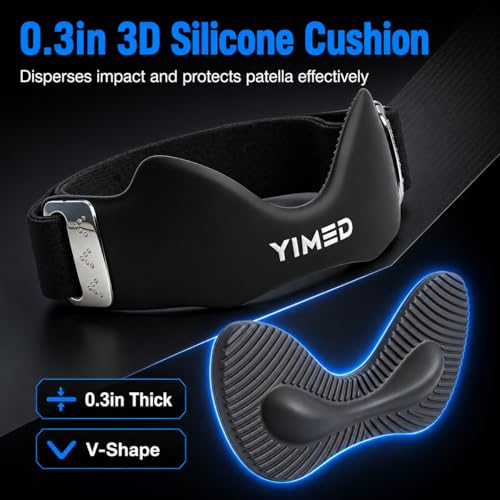 Patellar Tendon Support Strap, Silicone Knee Band for Pain Relief, Black - color: Black 1 Pack
