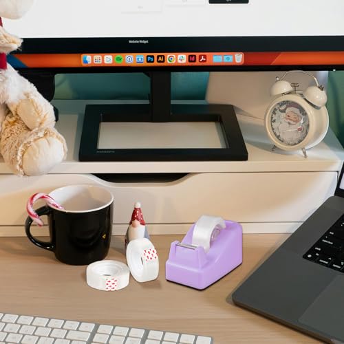 Desktop Tape Dispenser with Weighted Nonskid Base,Includes 6 Rolls of Tape - color: Purple (6pcs Tape)