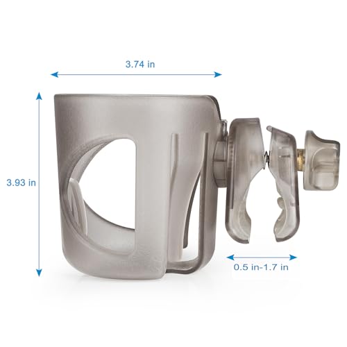 Accmor Stroller Cup Holder, Universal Cup Holder for Walker Wheelchair Bike Scooter, 360° Rotatable Stroller Cup Holder Attachment Walker Wheelchair Accessory - color: All Transparent Grey