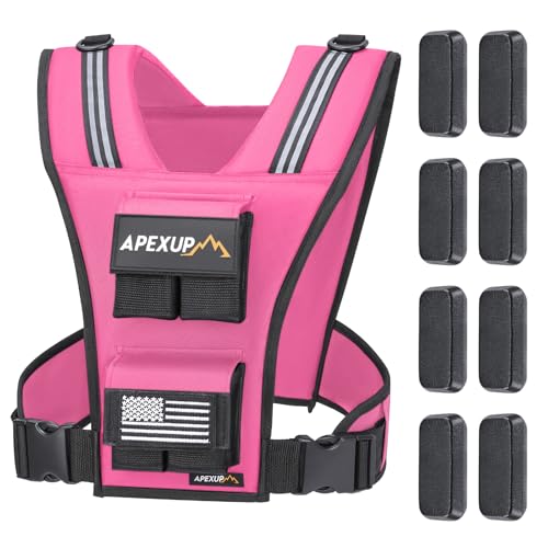 APEXUP Weighted Vest Men, Adjustable Weight Vest for Running - color: Pink, size: With Weights-20lbs