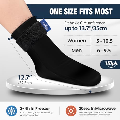 Hilph Ice Pack Sock for Full Foot Pain Relief, Hot Cold Therapy Sock - style: Black