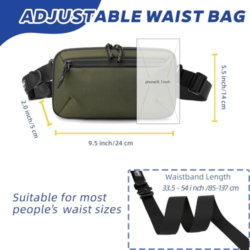 Crossbody Fanny Pack - 1.5L Small Sling Bag Water Resistant Handled Pouch with Adjustable Strap & D Ring for Travel Running Hiking EDC,Green - color: Green
