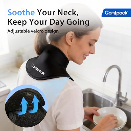 Comfpack Neck Ice Pack Wrap, Soft Gel Ice Packs for Neck Shoulder Reusable - color: Black
