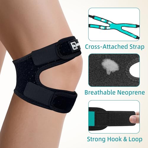 Dual Patellar Tendon Support Strap w/Gel Pad Patella Knee Brace - style: Black