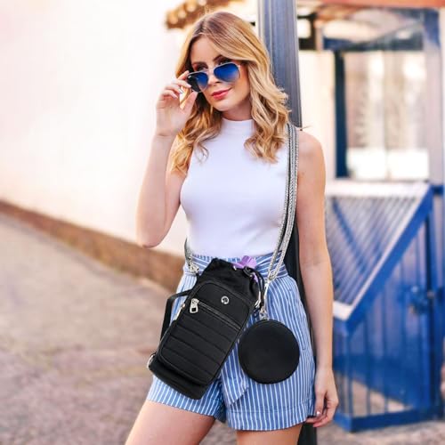 Water Bottle Carrier Bag with Strap Phone Pocket for Walking, Hiking, Cycling - color: 1-Black, size: 32oz-40oz
