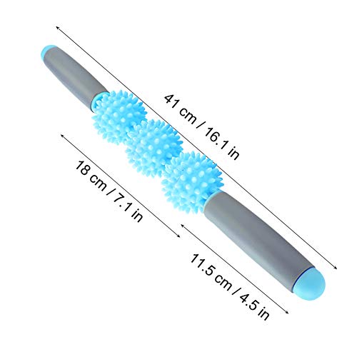 Muscle Roller Stick - Cellulite Spiky Ball Massage Stick for Back, Arms, Shoulder, Leg (Blue) - color: Blue