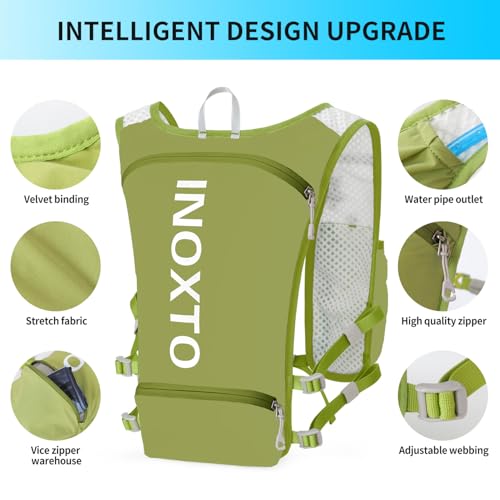 INOXTO Running Hydration Vest Backpack,Lightweight Insulated Pack with 1.5L Water Bladder Bag Daypack for Trail Hiking Running Cycling Race Marathon for Women Men - color: Fruit green
