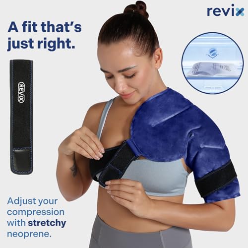 REVIX Shoulder Ice Pack Wrap for Rotator Cuff, Reusable Gel Cold Pack - size: Standard, style: Navy
