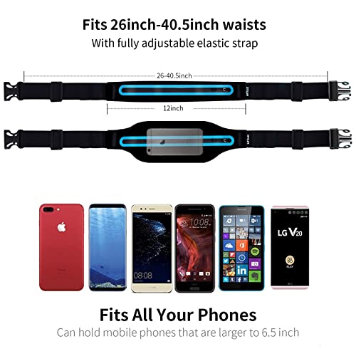 Running Belt Fanny Pack, Running Waist Pack for Women & Men USA Patented Hands-Free Reflective Runner Pouch Belt Fitness Workout Bag No-Bounce Adjustable Sport Travel Fanny Pack Cell - color: Blue