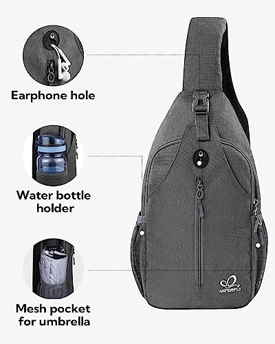 WATERFLY Small Hiking Sling Bag: Crossbody Sling Backpack Chest Bag Daypack for Men Women with Skin-Friendly Shoulder Strap - color: Grey(other Style)