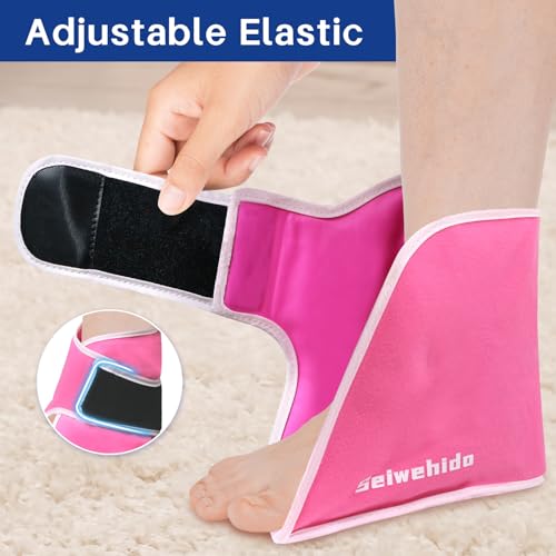 Ankle Ice Pack Wrap, Gel Hot Cold Compress for Heel Swelling Pain Relief - color: Pink-1 Pack, size: Standard