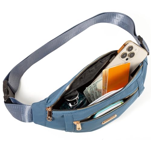 Fanny Pack Waist Pack for Women, Crossbody Purse Waist Bag for Running Sports Travel - color: F Blue