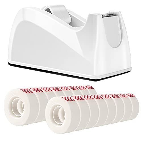 Amazon Basics Matte Finish Tape Dispenser with 16 Refill Rolls, 3/4" x 1300" (36 yds) - size: 16 Count (Pack of 1), style: Tape with Desktop Dispenser