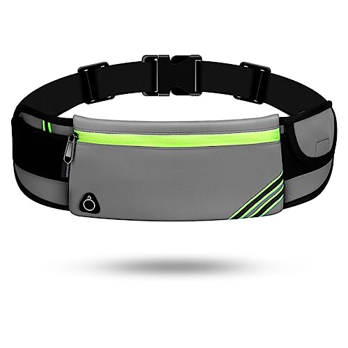 USHAKE Running Belt Fanny Pack for Women & Men, Phone Holder Waist Bag - color: Grey