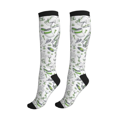 Compression Socks Knee High Circulation Support Socks For Women Men Athletic Running Hiking Cycling - color: Golf