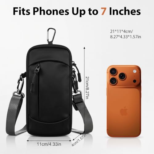 Waterproof Cell Phone Crossbody Bag with Arm Band, Removable Shoulder Strap Phone Holder Pouch for iPhone Android Up to 7'', for Running Hiking Travel Workout