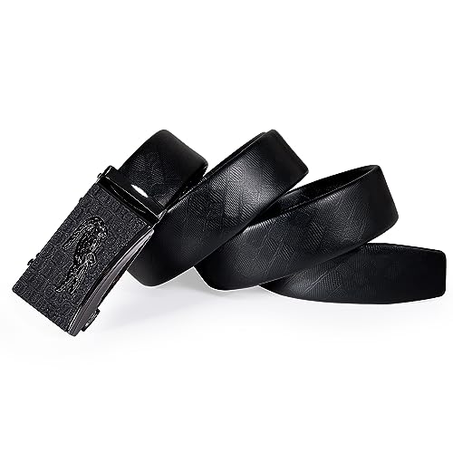 Dubulle Ratchet Belt for Men Leather Adjustable Designer Fashion Buckle - color: Night/Black, size: Adjustable Fit 35" to 45" Waist