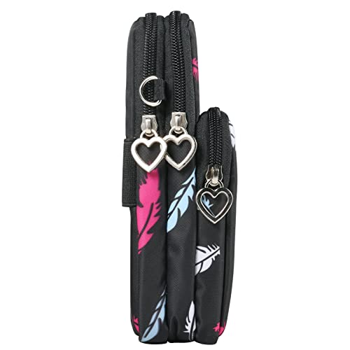 Women Small Crossbody Bag Cell Phone Purse Shoulder Pouch Armband Wallet Case Handbag for iPhone Samsung Google Pixel - color: Feather