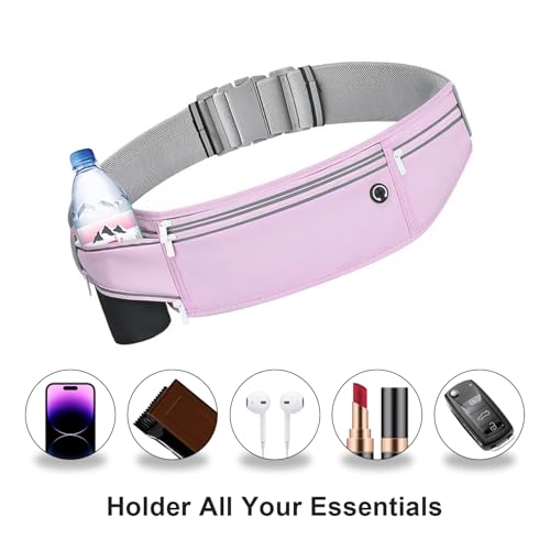 Slim Running Belt for Women Men,Runners Fanny Pack Phone Holder,Money Belt,Running Gear Accessories,with 3 Pockets (Jet Purple) - color: Jet Purple