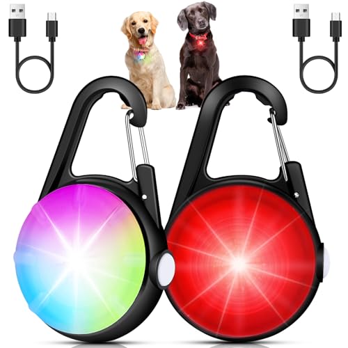 Dog Collar Light for Night Walking Clip On, 4 Modes & Rechargeable, 2 Pack - color: Matte Black