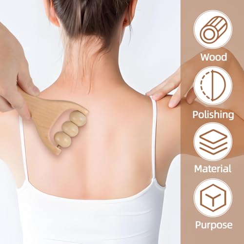Ciieeo 2Pcs Wooden Massage Roller Massager Wooden Trigger Point Body and Face Roller for Foot Shoulder Neck and Waist Relaxation - Improve Sleep Quality