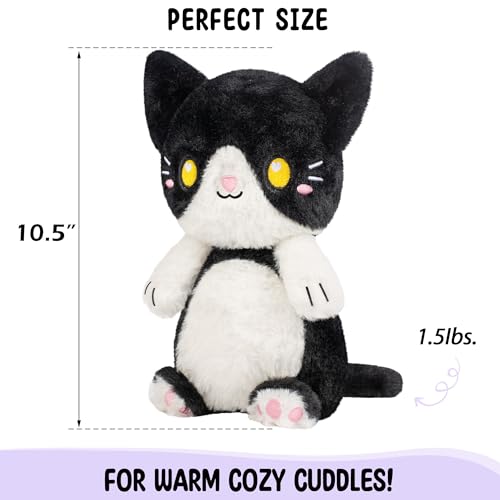 Tuxedo Cat Microwavable 1.5 lbs Unscented Heating Pad for Women and Kids- Cute Soft Cozy Pillow Plush Heatable Warm Stuffed Animals - Kawaii Hot and Cold Plushie - Tuxedo Cat Gifts for Girls and Women - color: Tuxedo Cat
