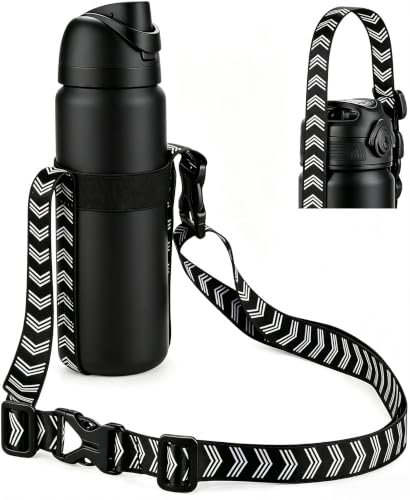 EasyAcc Water Bottle Holder Strap Sling, for Owala FreeSip 24 32 40 oz, Hydro Flask, Cirkul, Yeti, Stanley Flip, Universal Water Bottles, with Carabiner, for Walking Curise Travel (Bottle Excluded) - color: Stripe Color