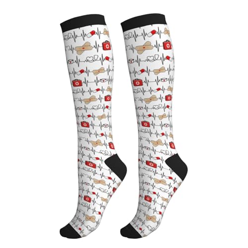 Compression Socks Knee High Support Socks Women Circulation Stockings for Athletic Running Cycling Flying - color: Medical