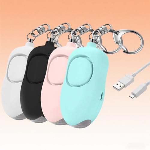 Rechargeable Personal Alarm, 130dB SOS Safety Alarm,LED Light, Security Siren Keychain for Women and Elderly,Security Siren Keychain ,Self Defense Alarm (Black) - color: Black