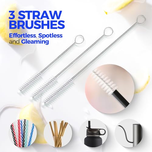 Holikme 6 Pack Bottle Brush 14" Stainless Steel Straw Cleaner Brush,Yellow - color: Yellow, size: 6Pack