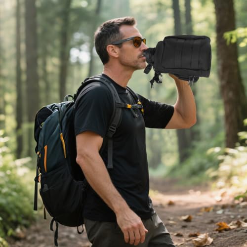 KXIAOCHEN Insulated Water Bottle with Strap, 48-Hour Cold, 2 Lids - color: Black-B, size: 64 Ounces