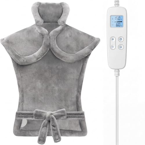 Weighted Electric Heating Pad: 6 Heat Levels 100°F-150°F (Dark Grey) - color: Dark Gray