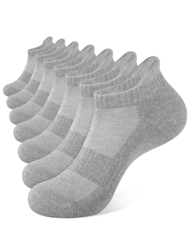 CLOSEMATE Mens Athletic Ankle Socks Cushioned Cotton 7 Pairs - color: 7grey, size: 7-9