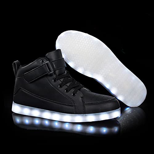 IGxx LED Light Up Shoes for Men Women Sparkly Sneakers High Top - color: Black, size: 4.5 Women/5 Men