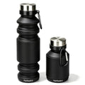 Nefeeko Collapsible Water Bottle, 18floz Reuseable BPA Free Silicone Foldable Bottles for Travel Gym Camping Hiking, Portable Leak Proof Sports Water Bottle with Carabiner - color: Black-18oz