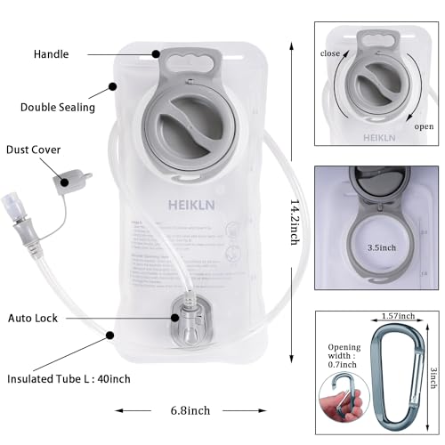 HEIKLN Hydration Bladder 1.5L-2L-2.5L-3L,Leak Proof Water Reservoir, BPA Free Military Water Storage Bladder Bag Hydration Pack Replacement Easy Clean for Bicycling Hiking Camping Hunting Running - color: 2.5L White