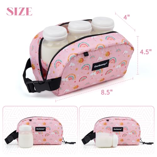 Cerbonny Small Cooler Bag,Freezable Lunch Bag,Built-in ice pack - color: Pink-Rainbow