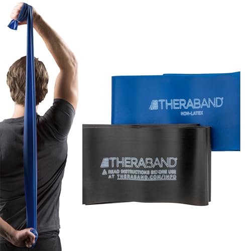 THERABAND Resistance Bands Set, Elastic Bands for Exercise & Physical Therapy, Strength Training for Upper & Lower Body Fitness - size: 2 Pack, style: Non-Latex Advanced
