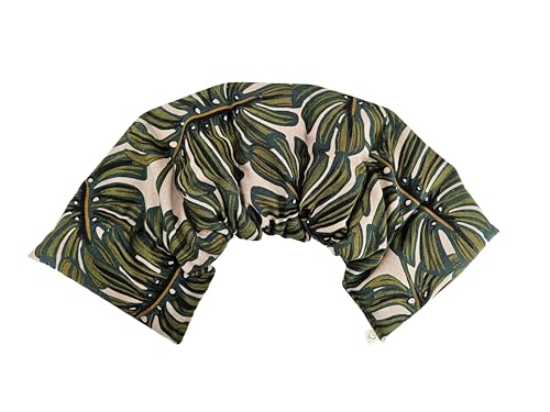 Microwavable LOVEwrap Neck & Shoulder wrap -Heated microwavable Warming Soothing Muscle Pain Relief Fatigue Relaxation - Unscented 6 x 24 - Flax Seed - Palm Leaf Linen - color: Tropical