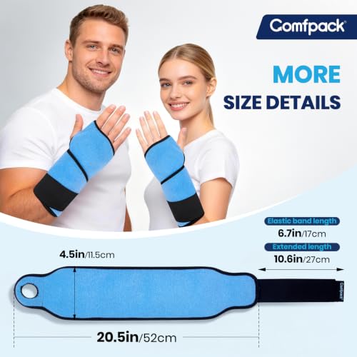 Comfpack Wrist Ice Pack Wrap for Carpal Tunnel Relief, 45-Min Cold Therapy - color: Blue