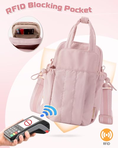 Marscamd Crossbody Water Bottle Holder Bag with RFID for 32 oz - color: Pink