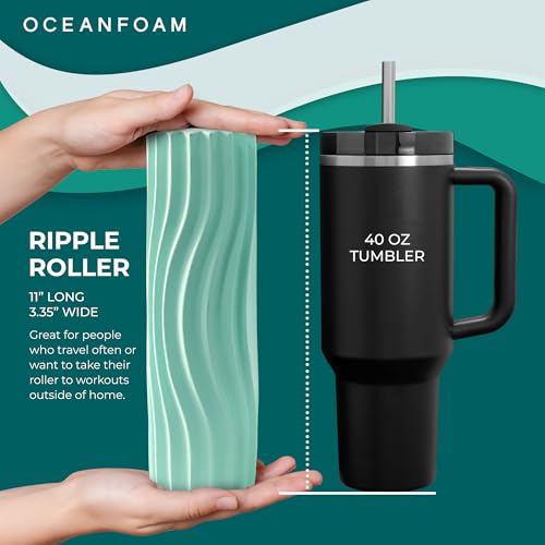 Oceanfoam Ripple Roller - Small Foam Roller for Physical Therapy (Seafoam) - color: Seafoam