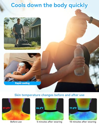 Neck Cooling Tube Wraps Ice Ring Neck Cooler Personal Ice Pack Wrap for Hot Weather Gel Reusable Wearable Gel Cooling for Summer Heat Hot Flashes Freezer Below 64.4℉ - color: Blue