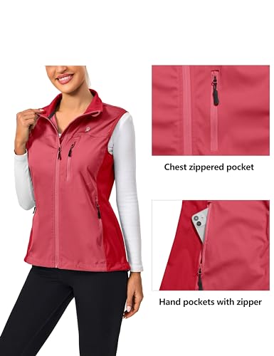 Little Donkey Andy Women's Lightweight Vest Windproof Sleeveless Jacket - color: Rose, size: Small